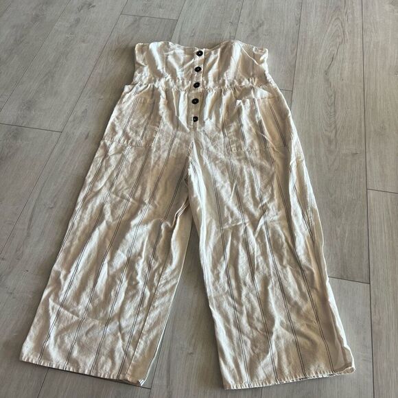 Asos Design Strapless Striped Jumpsuit Romper - Size 14 - Picture 1 of 10